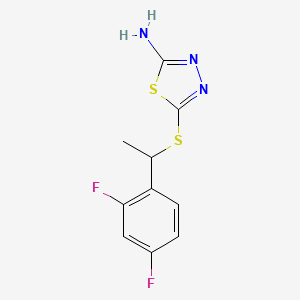 molecular formula C10H9F2N3S2 B7531183 5-[1-(2,4-Difluorophenyl)ethylsulfanyl]-1,3,4-thiadiazol-2-amine 