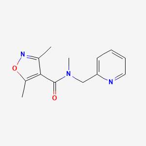 molecular formula C13H15N3O2 B7531207 N,3,5-trimethyl-N-(pyridin-2-ylmethyl)-1,2-oxazole-4-carboxamide 