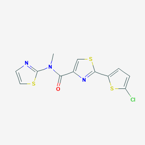 molecular formula C12H8ClN3OS3 B7531225 2-(5-chlorothiophen-2-yl)-N-methyl-N-(1,3-thiazol-2-yl)-1,3-thiazole-4-carboxamide 