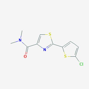 molecular formula C10H9ClN2OS2 B7531237 2-(5-chlorothiophen-2-yl)-N,N-dimethyl-1,3-thiazole-4-carboxamide 