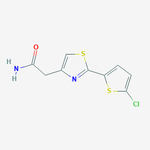 molecular formula C9H7ClN2OS2 B7531255 2-[2-(5-Chlorothiophen-2-yl)-1,3-thiazol-4-yl]acetamide 