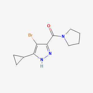 molecular formula C11H14BrN3O B7531279 (4-bromo-5-cyclopropyl-1H-pyrazol-3-yl)-pyrrolidin-1-ylmethanone 