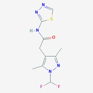molecular formula C10H11F2N5OS B7531289 2-[1-(difluoromethyl)-3,5-dimethylpyrazol-4-yl]-N-(1,3,4-thiadiazol-2-yl)acetamide 