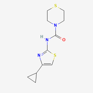 molecular formula C11H15N3OS2 B7531302 N-(4-cyclopropyl-1,3-thiazol-2-yl)thiomorpholine-4-carboxamide 