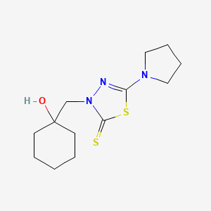 molecular formula C13H21N3OS2 B7531330 3-[(1-Hydroxycyclohexyl)methyl]-5-pyrrolidin-1-yl-1,3,4-thiadiazole-2-thione 