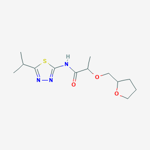 molecular formula C13H21N3O3S B7531344 2-(oxolan-2-ylmethoxy)-N-(5-propan-2-yl-1,3,4-thiadiazol-2-yl)propanamide 