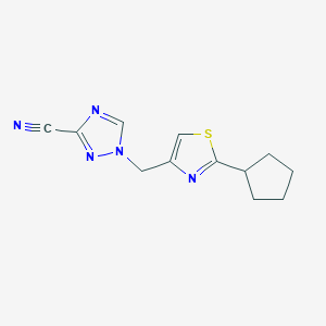 molecular formula C12H13N5S B7531350 1-[(2-Cyclopentyl-1,3-thiazol-4-yl)methyl]-1,2,4-triazole-3-carbonitrile 