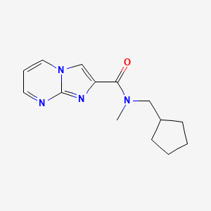 molecular formula C14H18N4O B7531375 N-(cyclopentylmethyl)-N-methylimidazo[1,2-a]pyrimidine-2-carboxamide 