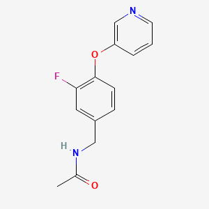 molecular formula C14H13FN2O2 B7531405 N-[(3-fluoro-4-pyridin-3-yloxyphenyl)methyl]acetamide 