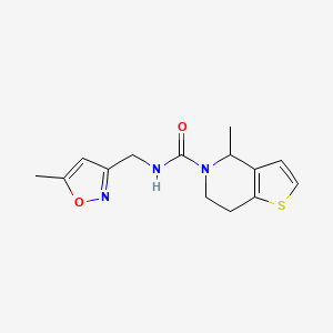 molecular formula C14H17N3O2S B7531415 4-methyl-N-[(5-methyl-1,2-oxazol-3-yl)methyl]-6,7-dihydro-4H-thieno[3,2-c]pyridine-5-carboxamide 