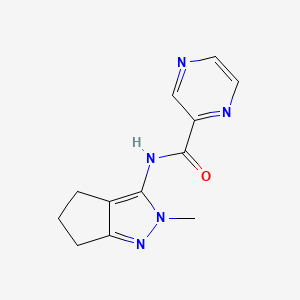 molecular formula C12H13N5O B7531481 N-(2-methyl-5,6-dihydro-4H-cyclopenta[c]pyrazol-3-yl)pyrazine-2-carboxamide 