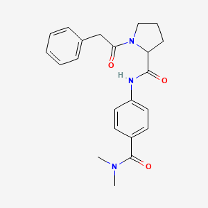 molecular formula C22H25N3O3 B7531536 N-[4-(dimethylcarbamoyl)phenyl]-1-(2-phenylacetyl)pyrrolidine-2-carboxamide 