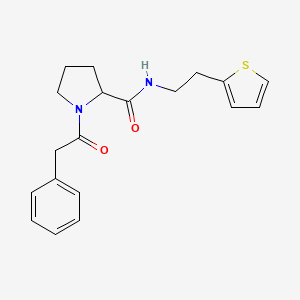 molecular formula C19H22N2O2S B7531542 1-(2-phenylacetyl)-N-(2-thiophen-2-ylethyl)pyrrolidine-2-carboxamide 