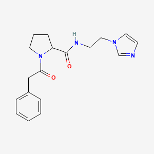 molecular formula C18H22N4O2 B7531545 N-(2-imidazol-1-ylethyl)-1-(2-phenylacetyl)pyrrolidine-2-carboxamide 