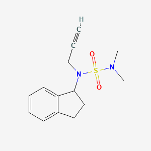 molecular formula C14H18N2O2S B7531560 N-(dimethylsulfamoyl)-N-prop-2-ynyl-2,3-dihydro-1H-inden-1-amine 