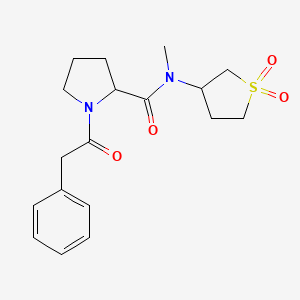 molecular formula C18H24N2O4S B7531584 N-(1,1-dioxothiolan-3-yl)-N-methyl-1-(2-phenylacetyl)pyrrolidine-2-carboxamide 