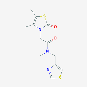 molecular formula C12H15N3O2S2 B7531601 2-(4,5-dimethyl-2-oxo-1,3-thiazol-3-yl)-N-methyl-N-(1,3-thiazol-4-ylmethyl)acetamide 