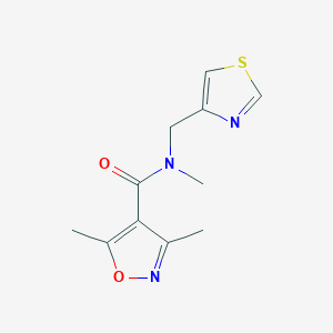 molecular formula C11H13N3O2S B7531604 N,3,5-trimethyl-N-(1,3-thiazol-4-ylmethyl)-1,2-oxazole-4-carboxamide 