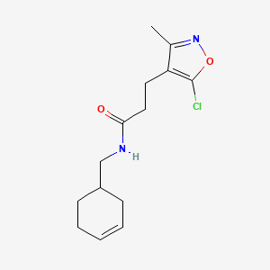 molecular formula C14H19ClN2O2 B7531611 3-(5-chloro-3-methyl-1,2-oxazol-4-yl)-N-(cyclohex-3-en-1-ylmethyl)propanamide 