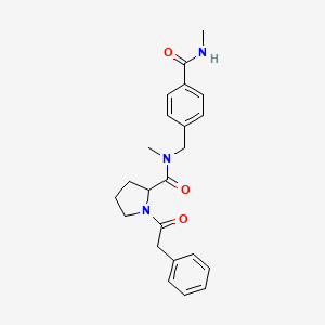 molecular formula C23H27N3O3 B7531669 N-methyl-N-[[4-(methylcarbamoyl)phenyl]methyl]-1-(2-phenylacetyl)pyrrolidine-2-carboxamide 