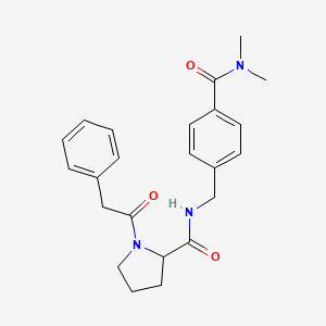 molecular formula C23H27N3O3 B7531697 N-[[4-(dimethylcarbamoyl)phenyl]methyl]-1-(2-phenylacetyl)pyrrolidine-2-carboxamide 
