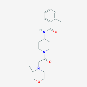 molecular formula C21H31N3O3 B7531711 N-[1-[2-(3,3-dimethylmorpholin-4-yl)acetyl]piperidin-4-yl]-2-methylbenzamide 