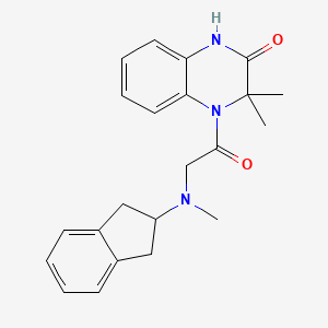 molecular formula C22H25N3O2 B7531723 4-[2-[2,3-dihydro-1H-inden-2-yl(methyl)amino]acetyl]-3,3-dimethyl-1H-quinoxalin-2-one 