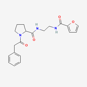 molecular formula C20H23N3O4 B7531730 N-[2-(furan-2-carbonylamino)ethyl]-1-(2-phenylacetyl)pyrrolidine-2-carboxamide 