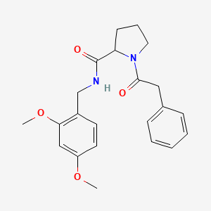 molecular formula C22H26N2O4 B7531753 N-[(2,4-dimethoxyphenyl)methyl]-1-(2-phenylacetyl)pyrrolidine-2-carboxamide 