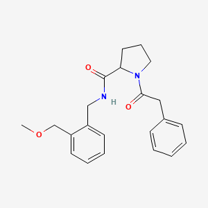 molecular formula C22H26N2O3 B7531763 N-[[2-(methoxymethyl)phenyl]methyl]-1-(2-phenylacetyl)pyrrolidine-2-carboxamide 