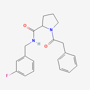 molecular formula C20H21FN2O2 B7531773 N-[(3-fluorophenyl)methyl]-1-(2-phenylacetyl)pyrrolidine-2-carboxamide 