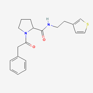 molecular formula C19H22N2O2S B7531788 1-(2-phenylacetyl)-N-(2-thiophen-3-ylethyl)pyrrolidine-2-carboxamide 