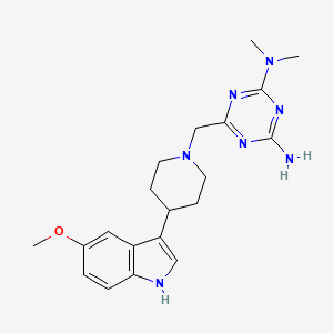 molecular formula C20H27N7O B7531791 6-[[4-(5-methoxy-1H-indol-3-yl)piperidin-1-yl]methyl]-2-N,2-N-dimethyl-1,3,5-triazine-2,4-diamine 