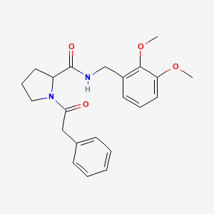 molecular formula C22H26N2O4 B7531802 N-[(2,3-dimethoxyphenyl)methyl]-1-(2-phenylacetyl)pyrrolidine-2-carboxamide 