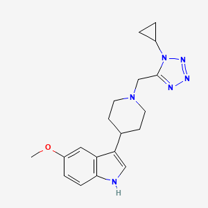 molecular formula C19H24N6O B7531806 3-[1-[(1-cyclopropyltetrazol-5-yl)methyl]piperidin-4-yl]-5-methoxy-1H-indole 