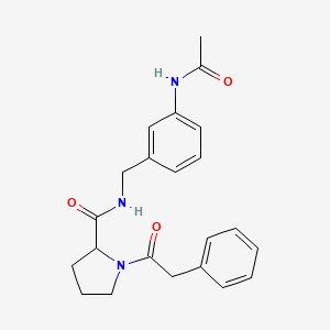 molecular formula C22H25N3O3 B7531829 N-[(3-acetamidophenyl)methyl]-1-(2-phenylacetyl)pyrrolidine-2-carboxamide 