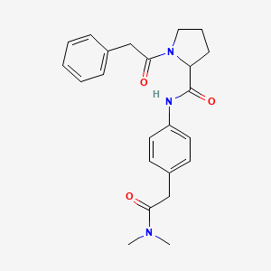 molecular formula C23H27N3O3 B7531855 N-[4-[2-(dimethylamino)-2-oxoethyl]phenyl]-1-(2-phenylacetyl)pyrrolidine-2-carboxamide 