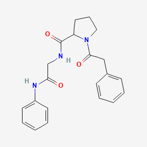 molecular formula C21H23N3O3 B7531881 N-(2-anilino-2-oxoethyl)-1-(2-phenylacetyl)pyrrolidine-2-carboxamide 
