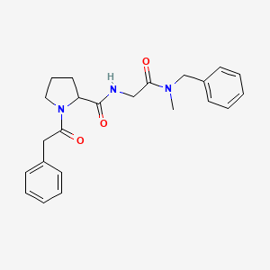 molecular formula C23H27N3O3 B7531914 N-[2-[benzyl(methyl)amino]-2-oxoethyl]-1-(2-phenylacetyl)pyrrolidine-2-carboxamide 
