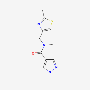 molecular formula C11H14N4OS B7531953 N,1-dimethyl-N-[(2-methyl-1,3-thiazol-4-yl)methyl]pyrazole-4-carboxamide 