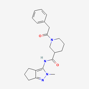 molecular formula C21H26N4O2 B7531983 N-(2-methyl-5,6-dihydro-4H-cyclopenta[c]pyrazol-3-yl)-1-(2-phenylacetyl)piperidine-3-carboxamide 