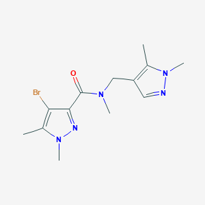 molecular formula C13H18BrN5O B7531986 4-bromo-N-[(1,5-dimethyl-1H-pyrazol-4-yl)methyl]-N,1,5-trimethyl-1H-pyrazole-3-carboxamide 