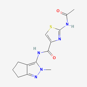 molecular formula C13H15N5O2S B7532003 2-acetamido-N-(2-methyl-5,6-dihydro-4H-cyclopenta[c]pyrazol-3-yl)-1,3-thiazole-4-carboxamide 