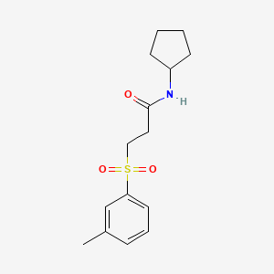 molecular formula C15H21NO3S B7532011 N-cyclopentyl-3-(3-methylphenyl)sulfonylpropanamide 