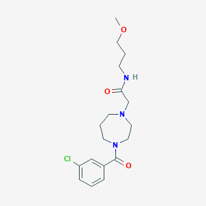 molecular formula C18H26ClN3O3 B7532018 2-[4-(3-chlorobenzoyl)-1,4-diazepan-1-yl]-N-(3-methoxypropyl)acetamide 