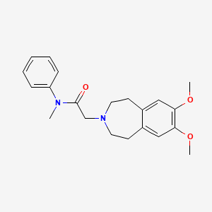 molecular formula C21H26N2O3 B7532032 2-(7,8-dimethoxy-1,2,4,5-tetrahydro-3-benzazepin-3-yl)-N-methyl-N-phenylacetamide 