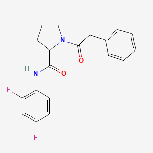 molecular formula C19H18F2N2O2 B7532043 N-(2,4-difluorophenyl)-1-(2-phenylacetyl)pyrrolidine-2-carboxamide 