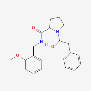 molecular formula C21H24N2O3 B7532064 N-[(2-methoxyphenyl)methyl]-1-(2-phenylacetyl)pyrrolidine-2-carboxamide 