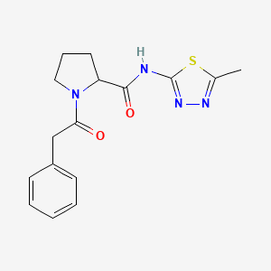 molecular formula C16H18N4O2S B7532065 N-(5-methyl-1,3,4-thiadiazol-2-yl)-1-(2-phenylacetyl)pyrrolidine-2-carboxamide 