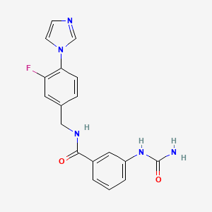 molecular formula C18H16FN5O2 B7532080 3-(carbamoylamino)-N-[(3-fluoro-4-imidazol-1-ylphenyl)methyl]benzamide 